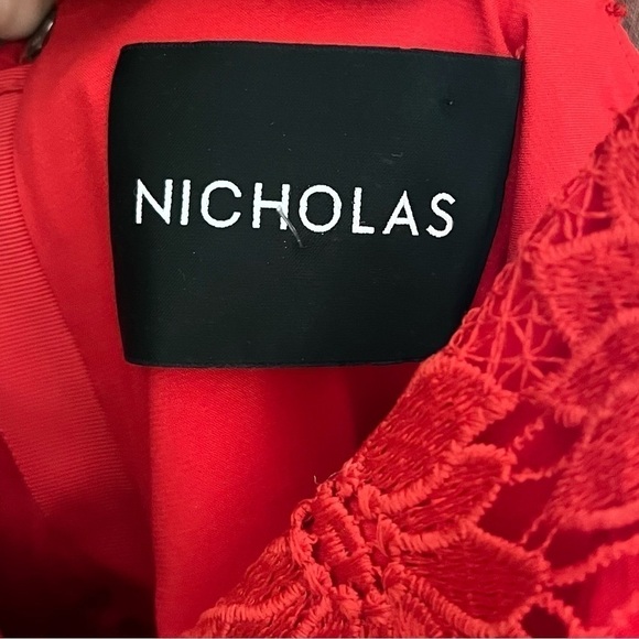 Nicholas Floral Lace Rouleau Ball Dress in Hibiscus Red - Picture 8 of 10